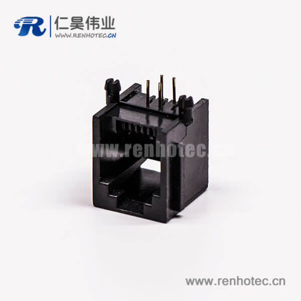 rj45接插件4P網(wǎng)絡(luò)黑色全塑單口不帶燈90°接PCB板