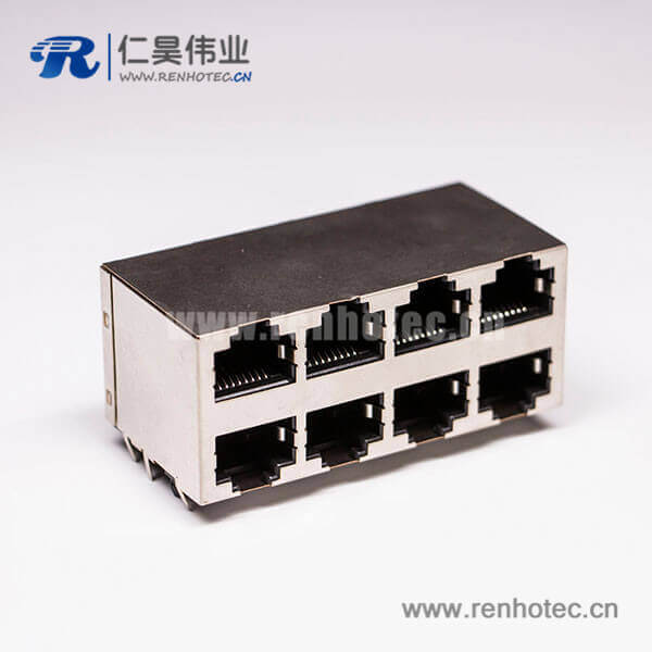 rj45接口8口雙排母頭2*4 RJ45帶屏蔽不帶燈