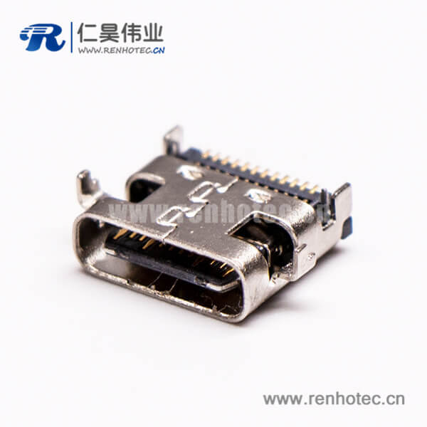 usb type c母頭彎式SMT接PCB板接插件