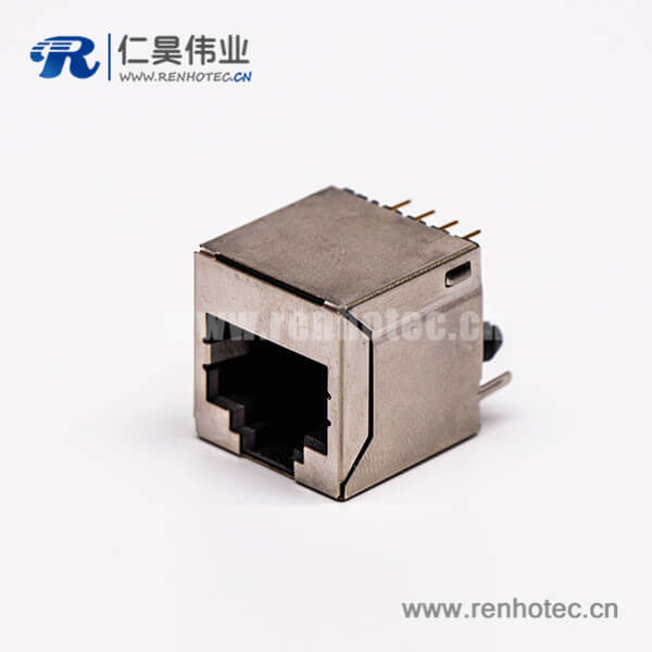 rj45母座封裝4針不帶燈單口帶屏蔽接PCB板端口