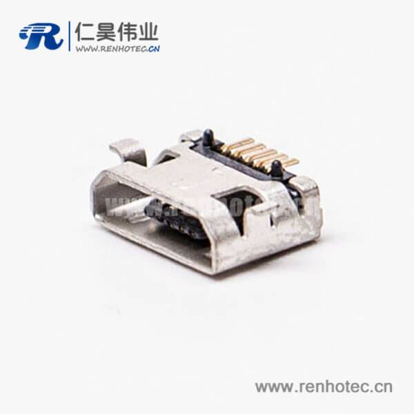 micro usb手機(jī)充電接口SMT全貼5針加寬型接插件