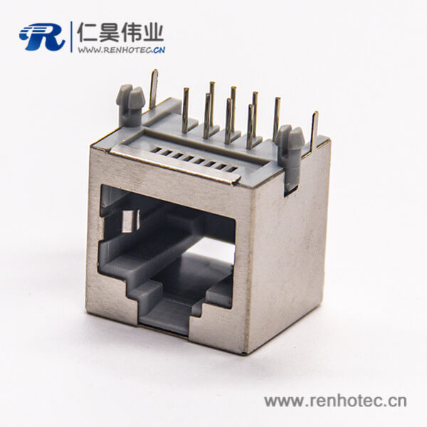 rj45接插件8p8c彎式插PCB板帶屏蔽不帶燈